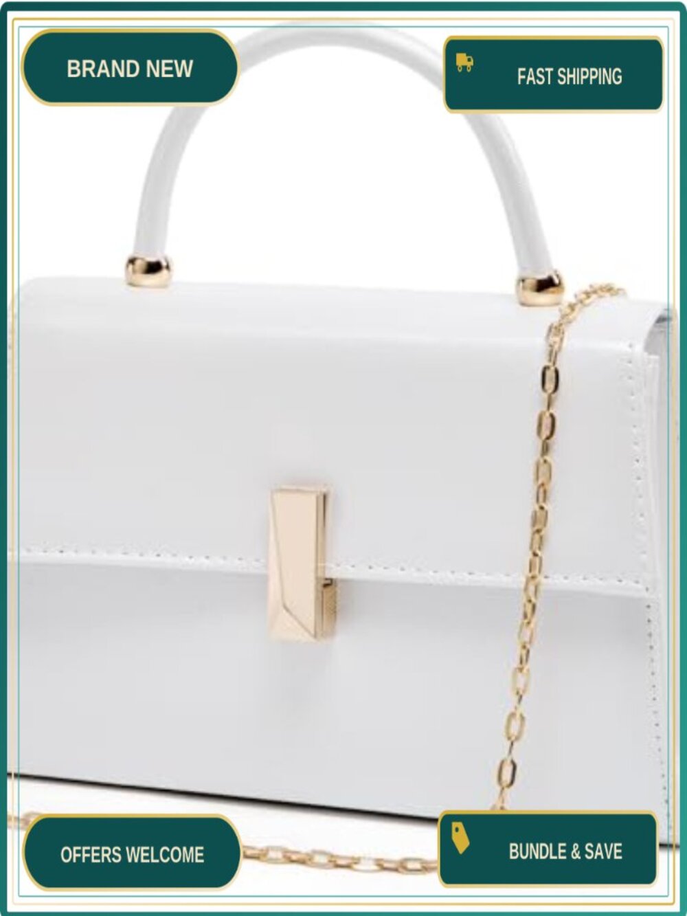 PU Leather Evening Clutch Purse with Handle & Magnetic Buckle